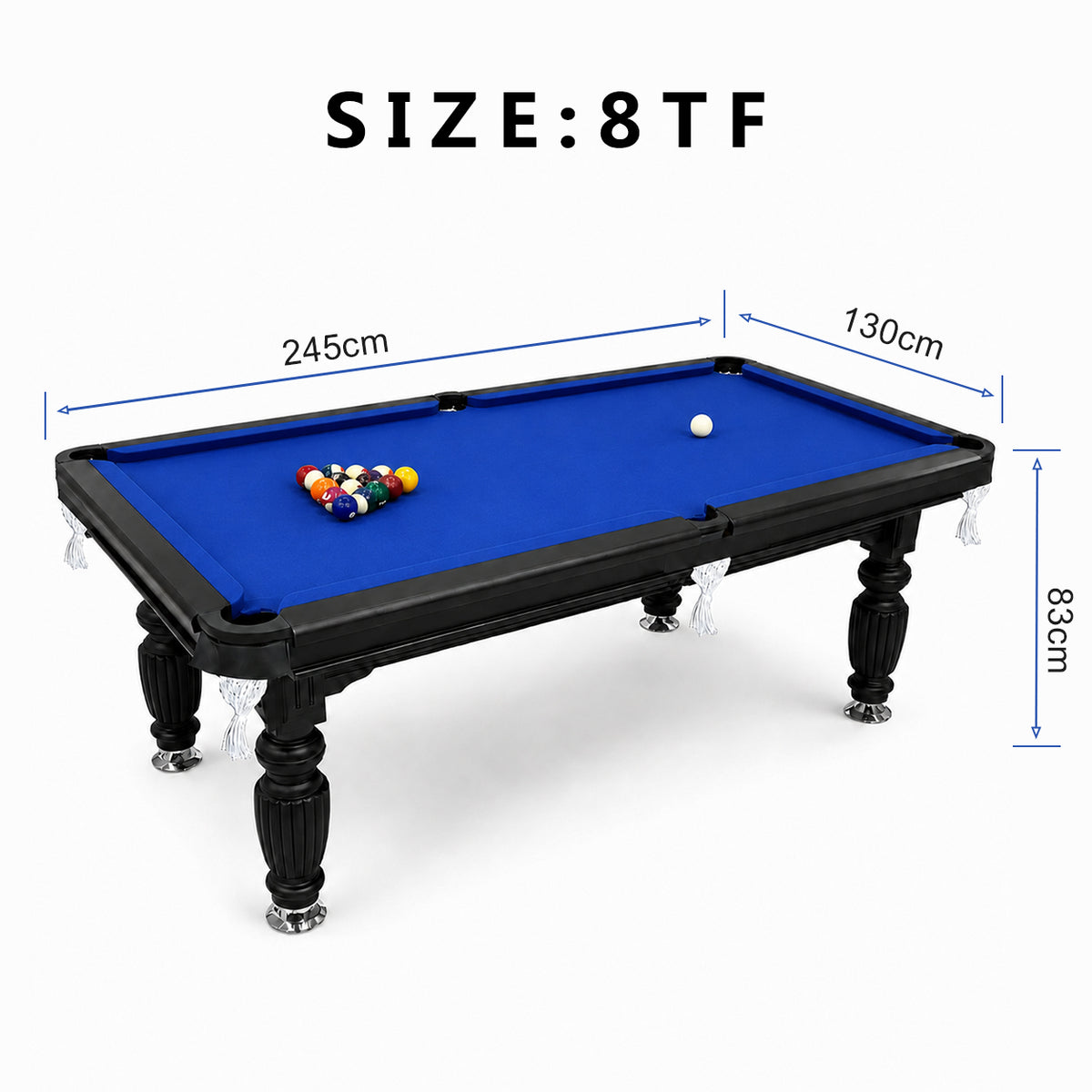 Kooka Living CueNova Prestige B8 8FT New Slate Billiard Table / Pool Table – Black Frame- White Billiards net port