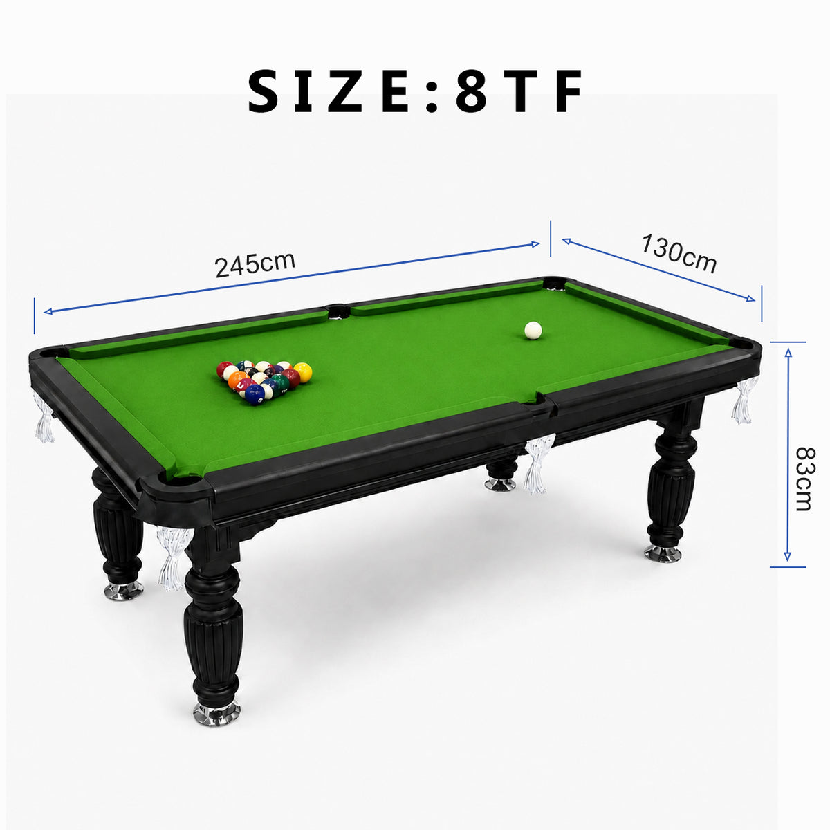 Kooka Living CueNova Prestige B8 8FT New Slate Billiard Table / Pool Table – Black Frame- White Billiards net port