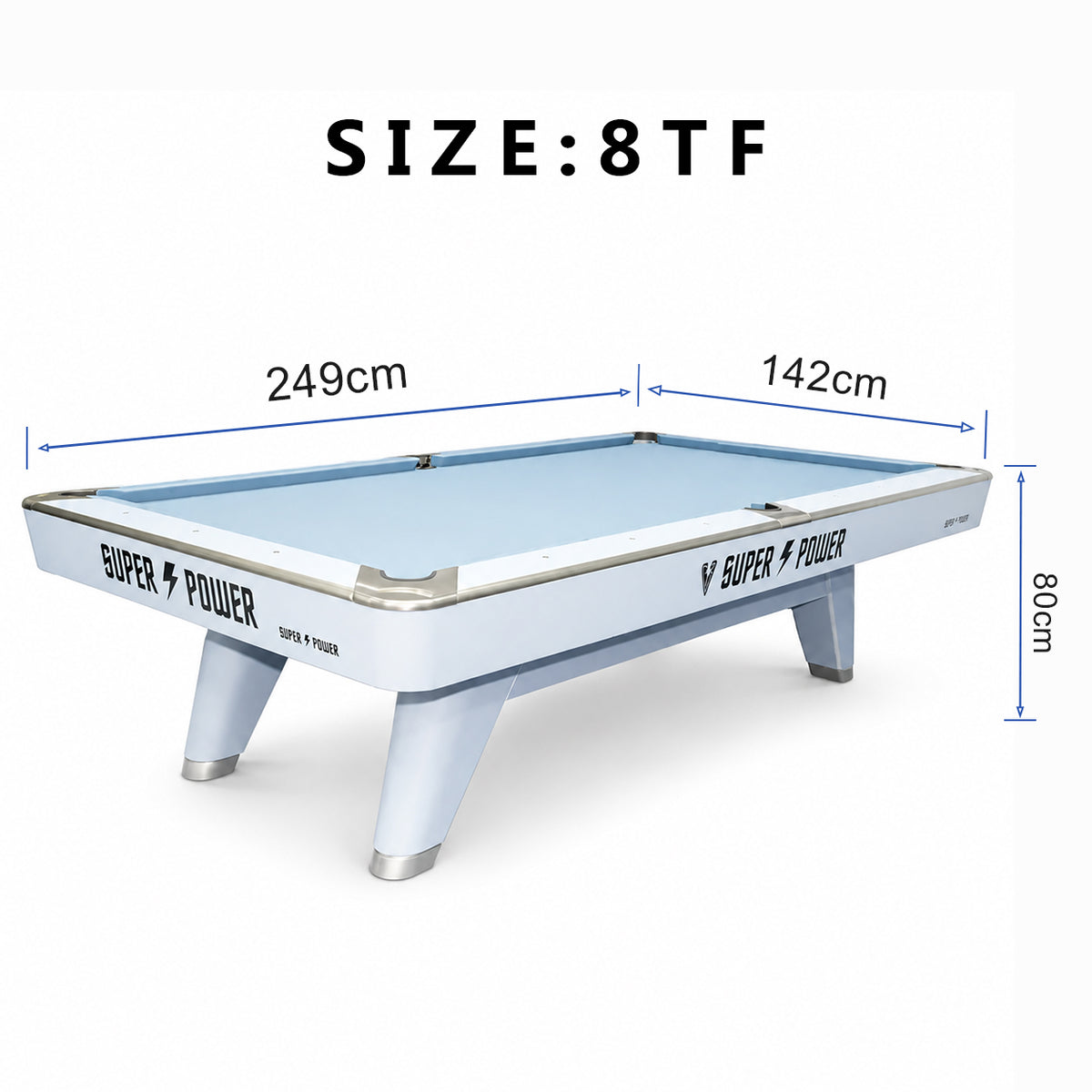 Kooka Living CueNova Imperial G2 Premium Luxury 8FT Slate Pool Table – Ice Blue Professional Billiard Table with Modern Designer Finish
