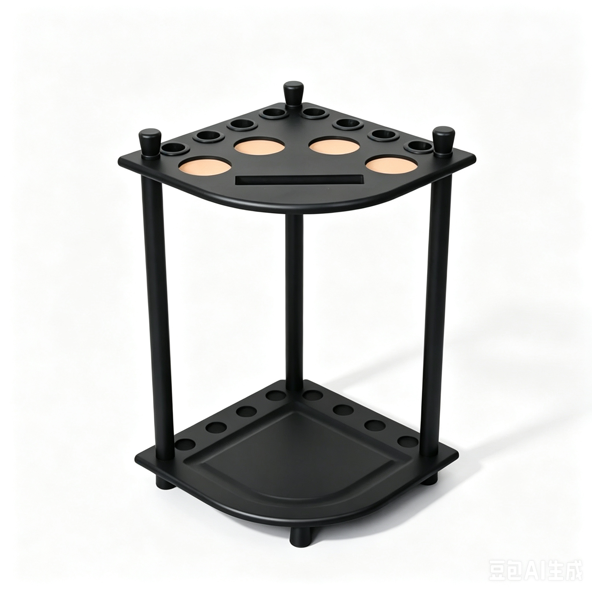 Fan-Shaped Freestanding Wooden Billiard Cue Rack for 8 Pool & Snooker Cues Black/Walnut
