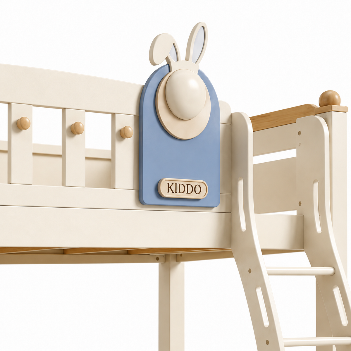 Kooka Living Lumi Kids Bunny Dream Rabbit Bunk Bed | Solid Wood Kids Bed with Storage Drawers, Optional Stair Cabinet & Complimentary Mattress