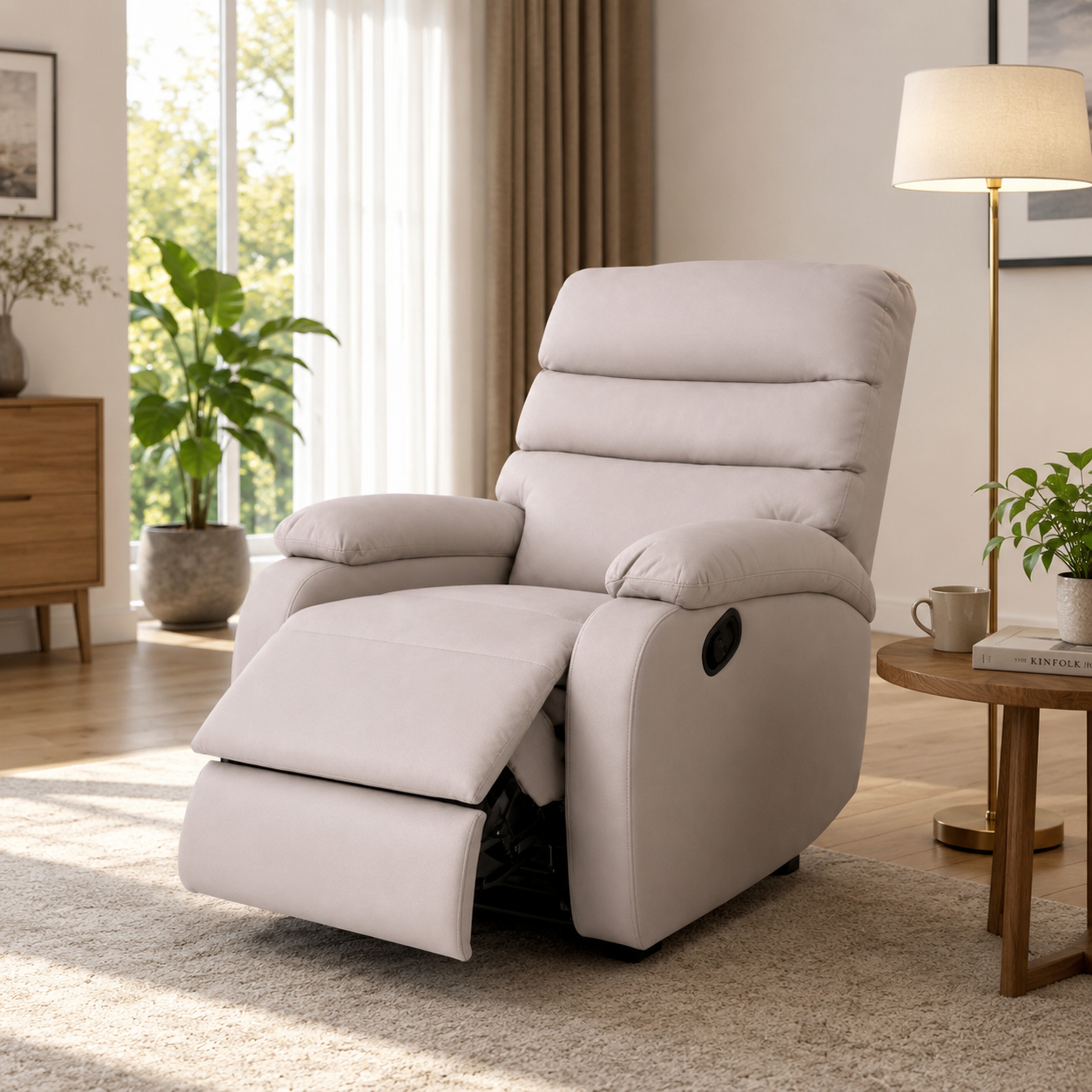 Convertible Lazy Sofa Chair | Reclining Swivel Lounge Chair with Rocking Function, Extendable Footrest & PU Leather Upholstery