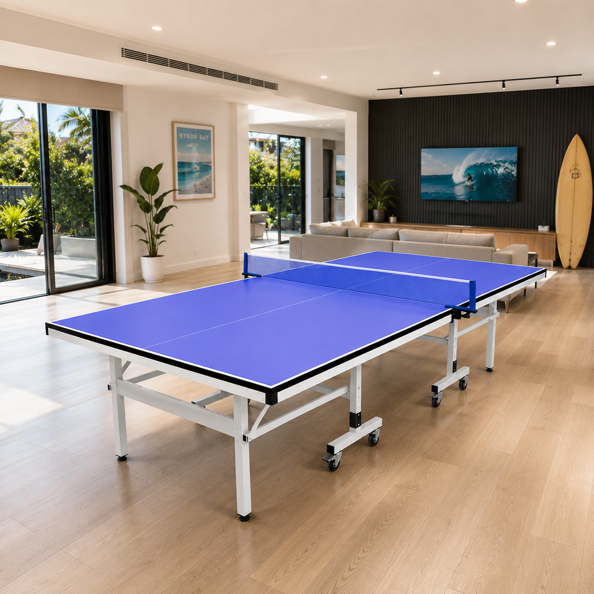 Kooka Living PINGORA Pro 16mm Top Steel Leg Indoor Table Tennis Table Ping-pong Table Home Game - Blue\Black |10-Minute Assembly