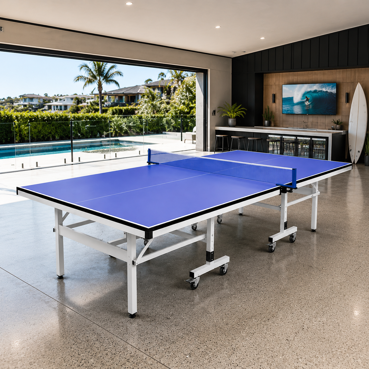 16mm Top Steel Leg Indoor Table Tennis Table Ping-pong Table Home Game - Blue\Black |10-Minute Assembly