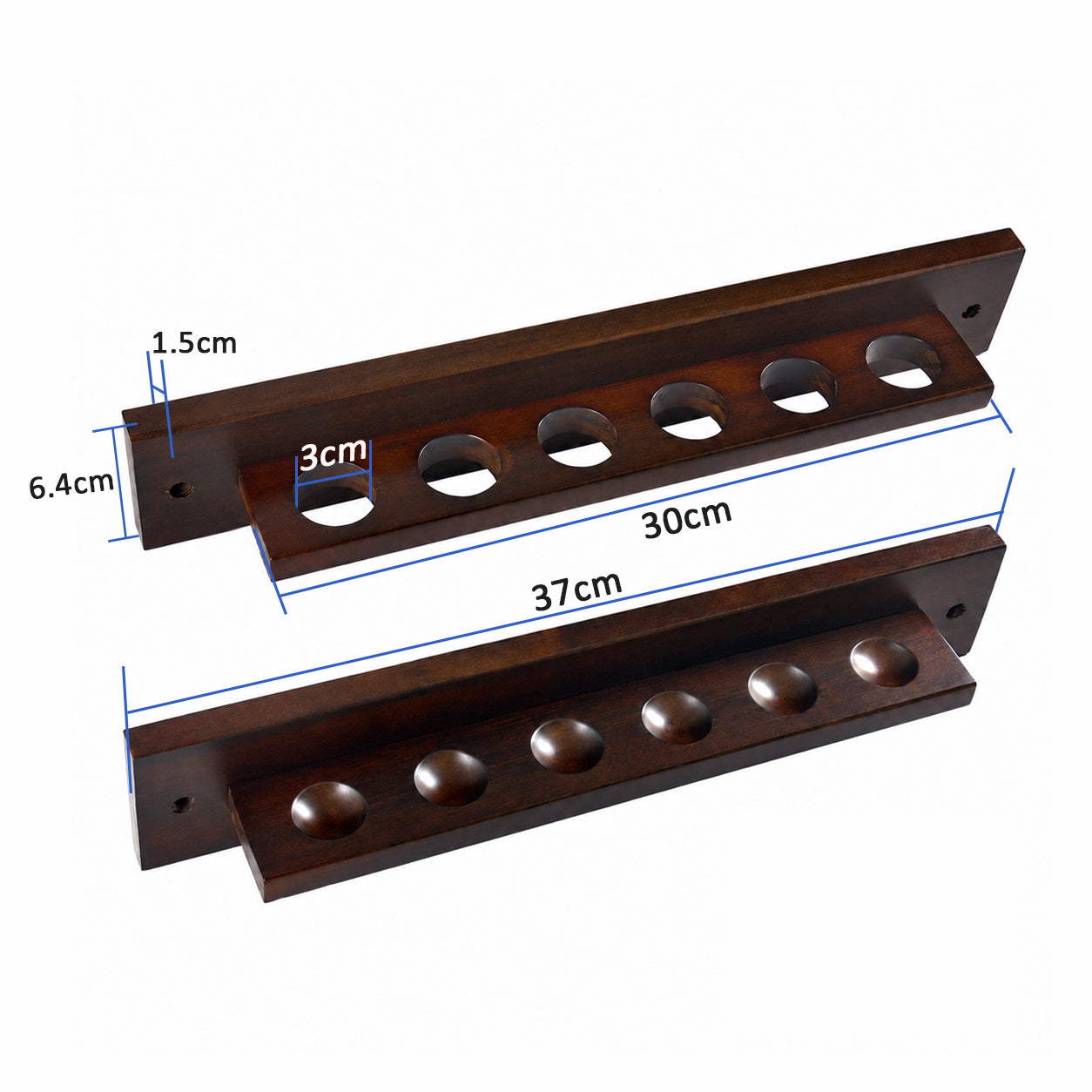 Solid Wood Wall-Mounted Billiard Cue Rack for 6 Cues Black/Walnut