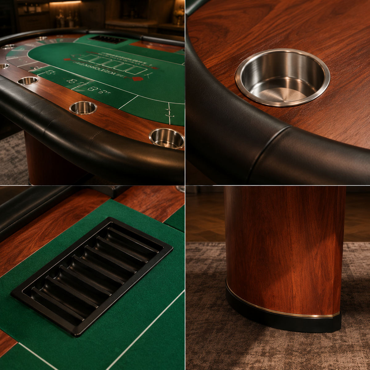 Kooka Living Premium Blackjack Texas Poker Table – Solid Wood Frame, 10-Player