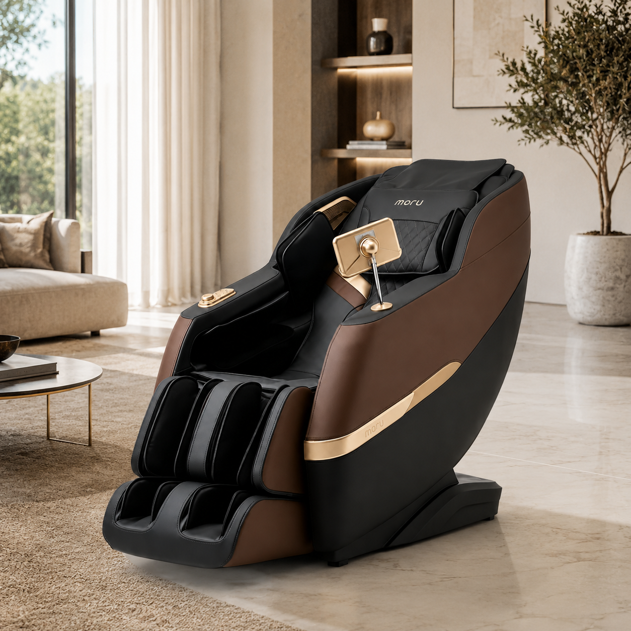 MORU Serene R5 Plus Compact Full Body Massage Chair | Shiatsu Recliner with Wave Air Compression, Waist Heat Therapy & Bluetooth Audio
