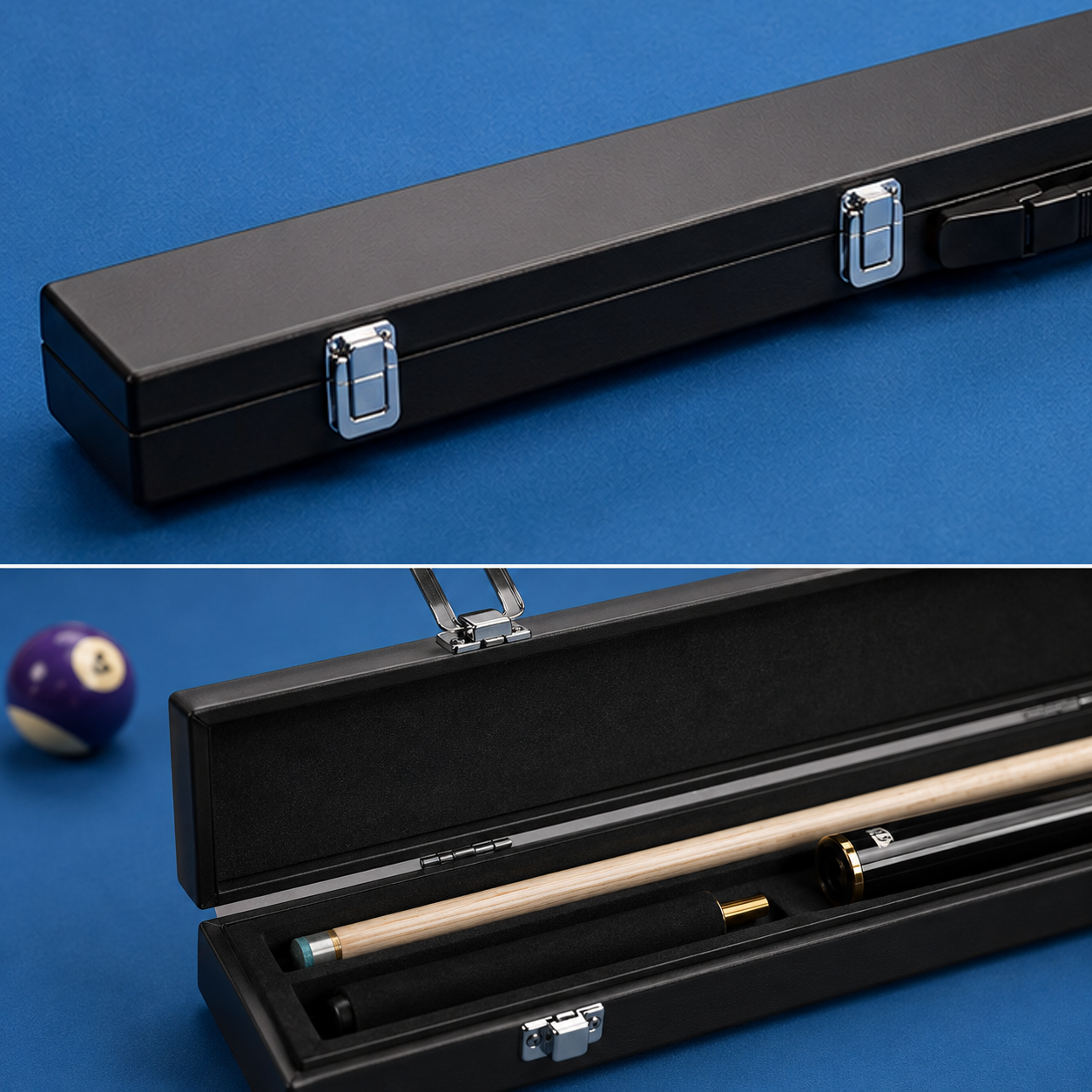 Premium 3/4 Split Handheld Billiard Cue Storage Case for Snooker & Pool Cues