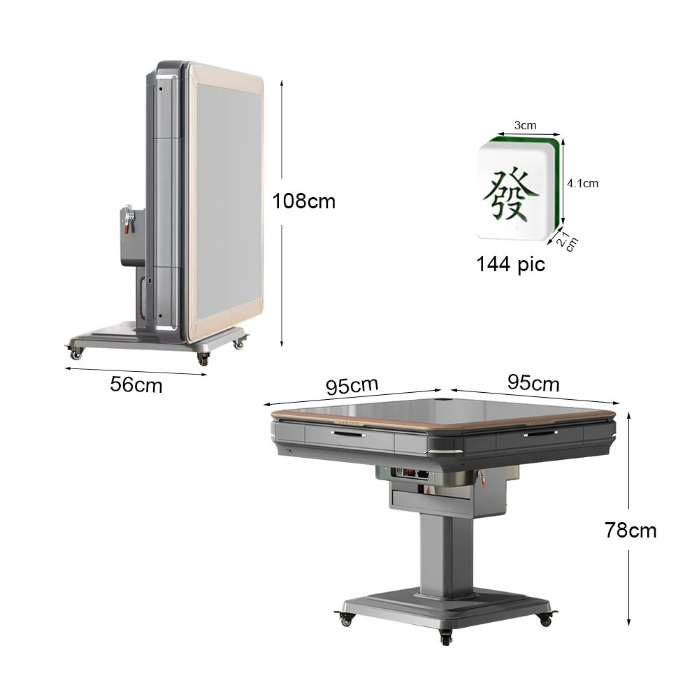 42 MM Chinese Style Folding Automatic Mahjong Table / Dining Table / 2 Sets 144 Tiles