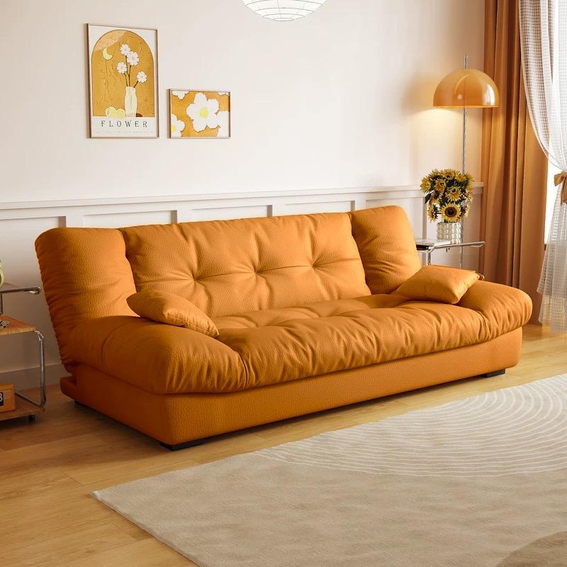Sofa Bed Living Room Small Apartment Synthetic PU Surface Upholstery Sofa Bed Folding Dual-Purpose