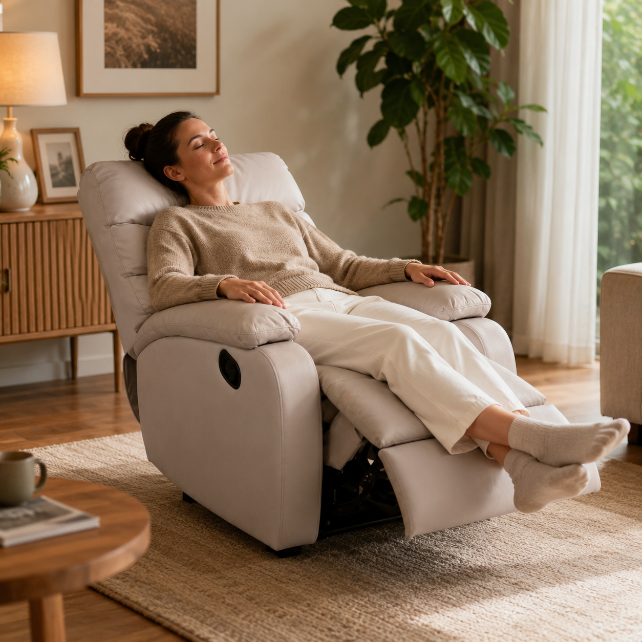 Convertible Lazy Sofa Chair | Reclining Swivel Lounge Chair with Rocking Function, Extendable Footrest & PU Leather Upholstery