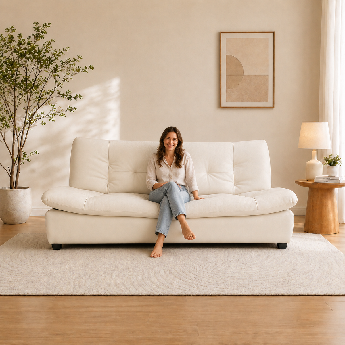 Kooka Living Sofa Bed Living Room Small Apartment Synthetic PU Surface Upholstery Sofa Bed Folding Dual-Purpose