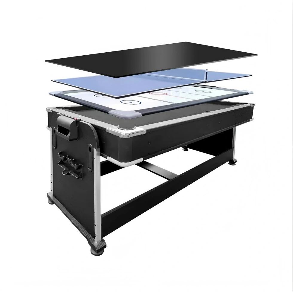 7FT 4-IN-1 Multi-Functional  Convertible Table / Pool Table – BLACK/WALNUT/WHITE