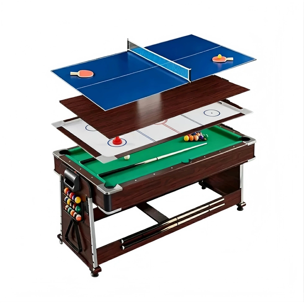 7FT 4-IN-1 Multi-Functional  Convertible Table / Pool Table – BLACK/WALNUT/WHITE