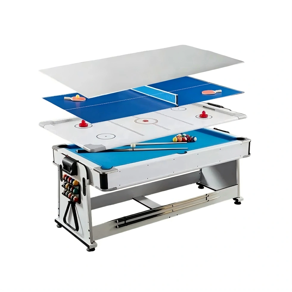 7FT 4-IN-1 Multi-Functional  Convertible Table / Pool Table – BLACK/WALNUT/WHITE