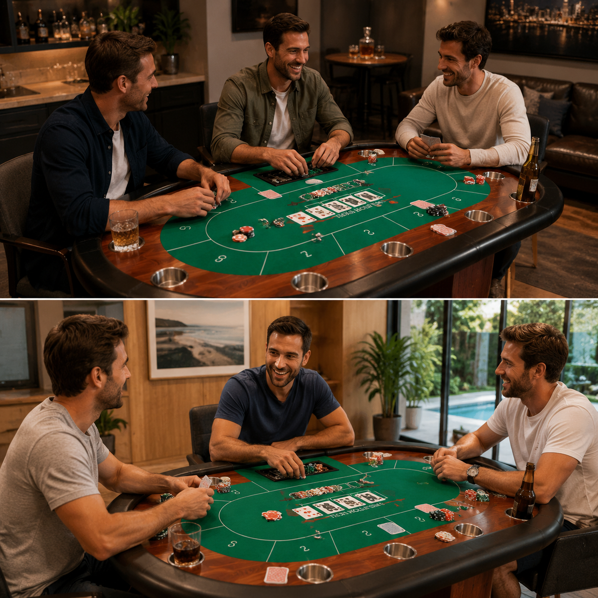 Kooka Living Premium Blackjack Texas Poker Table – Solid Wood Frame, 10-Player