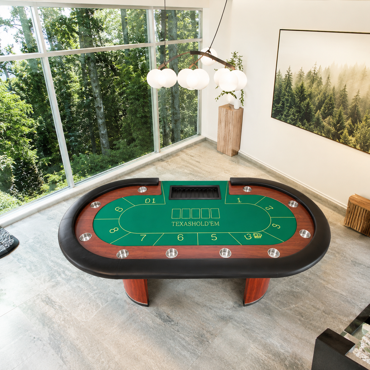Kooka Living Premium Blackjack Texas Poker Table – Solid Wood Frame, 10-Player