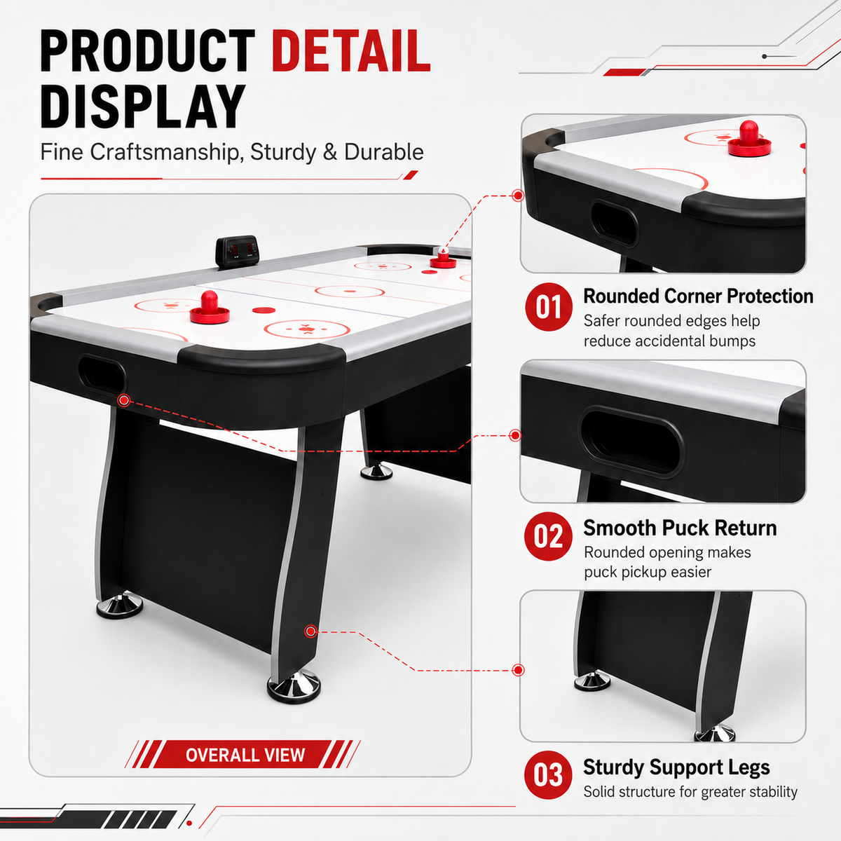 Kooka Living 6FT Air Hockey Game Table with Digital Scoreboard