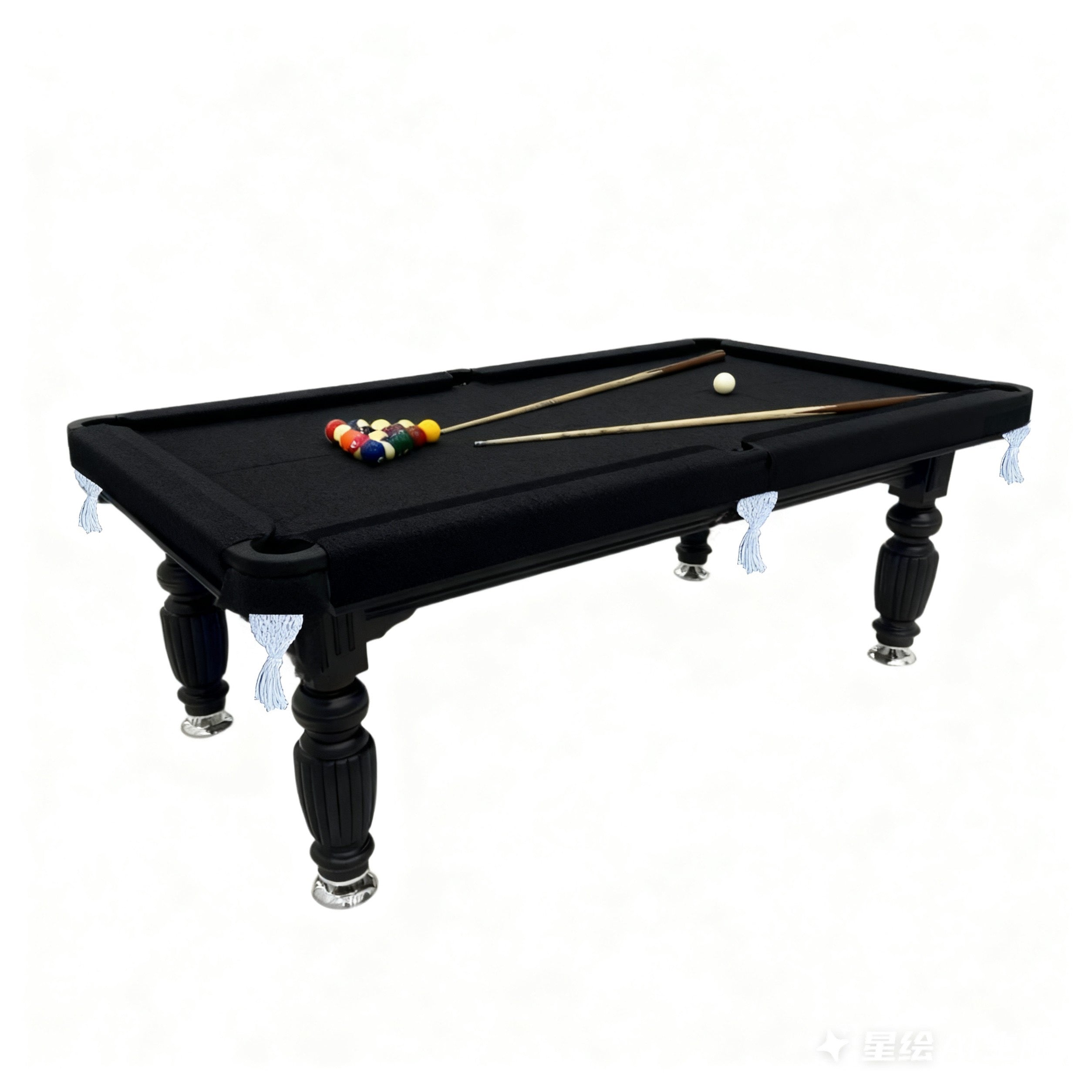 8FT New Slate Billiard Table / Pool Table – Black Frame- Black Billiards net port