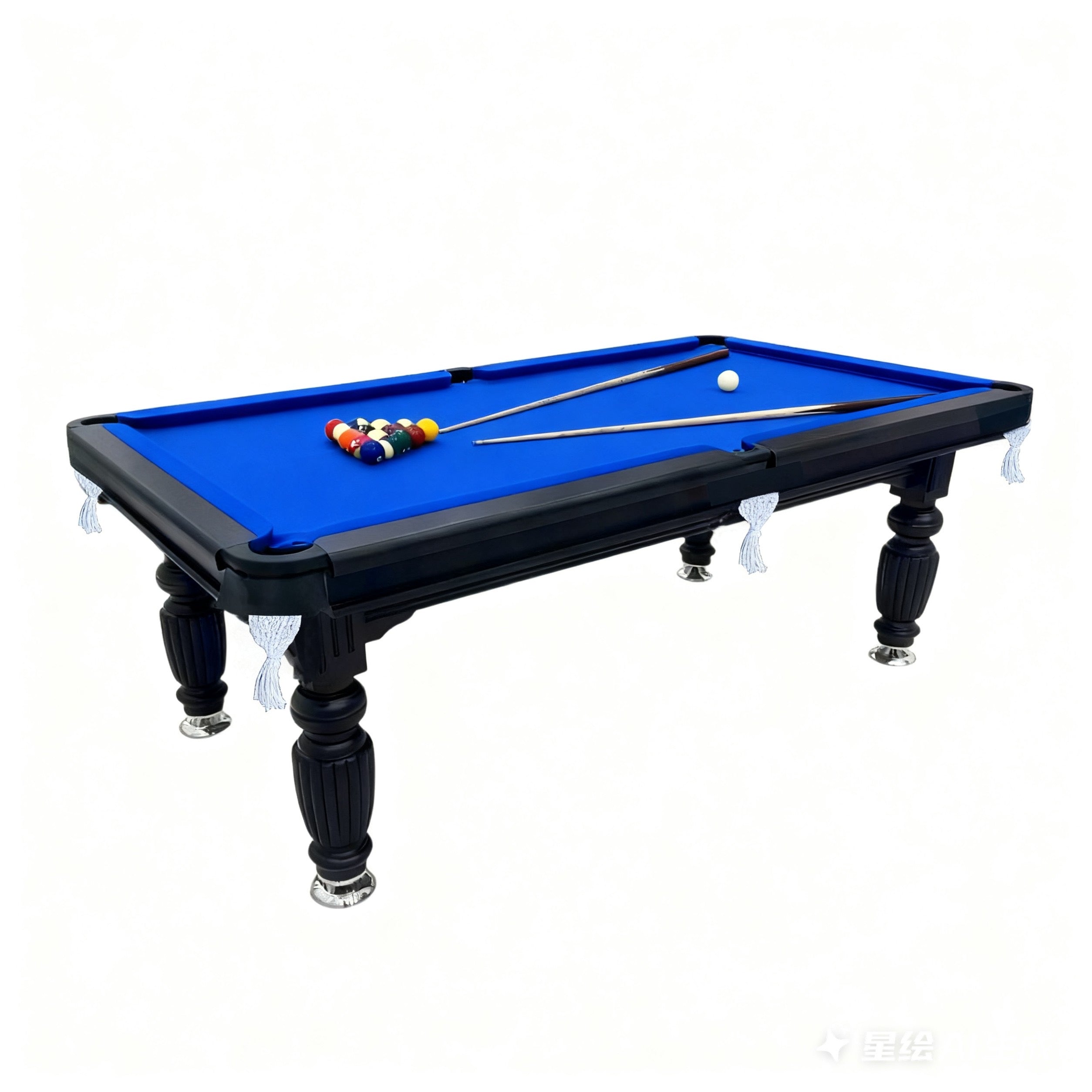8FT New Slate Billiard Table / Pool Table – Black Frame- Black Billiards net port