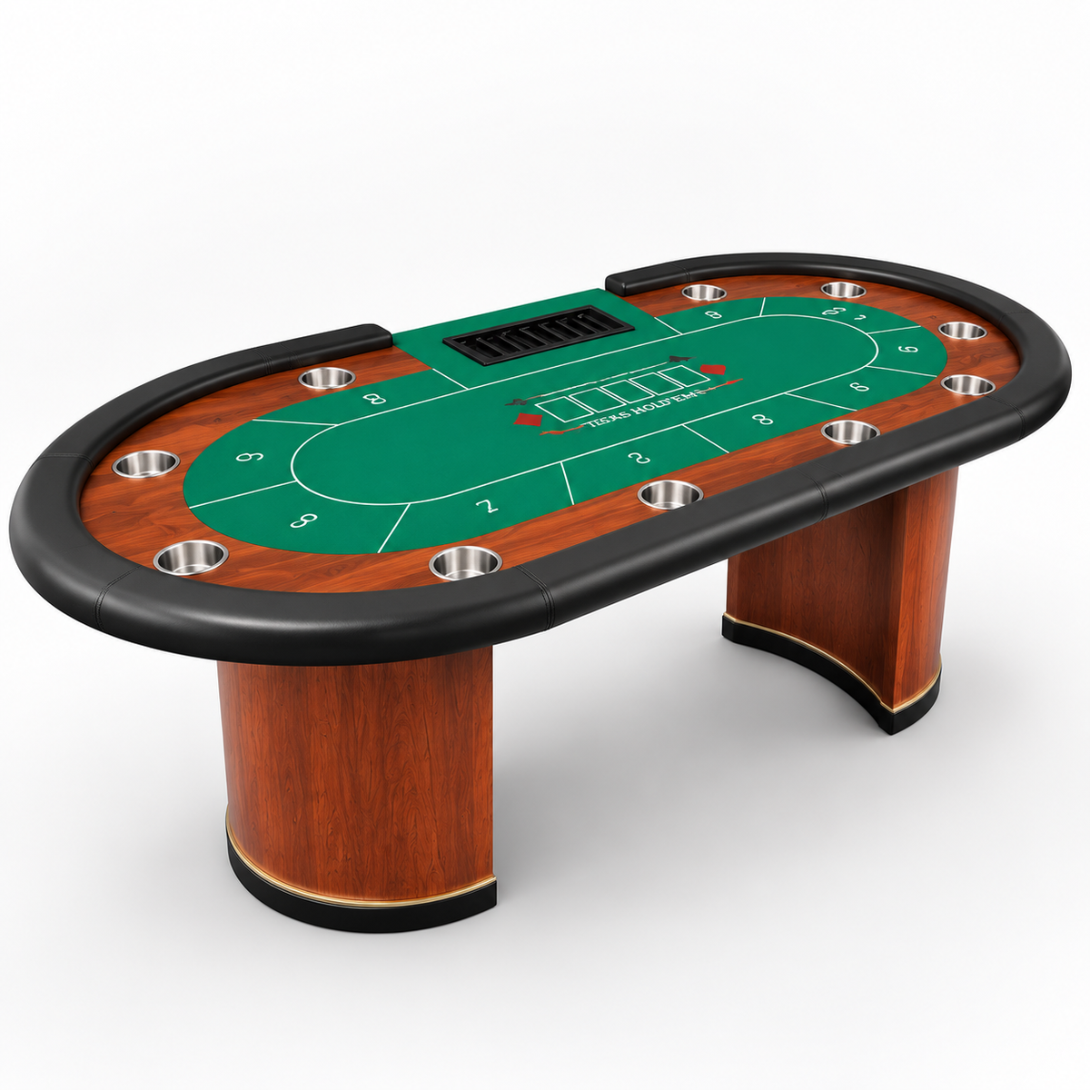 Kooka Living Premium Blackjack Texas Poker Table – Solid Wood Frame, 10-Player