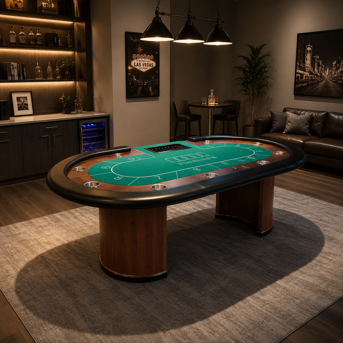 Kooka Living Premium Blackjack Texas Poker Table – Solid Wood Frame, 10-Player