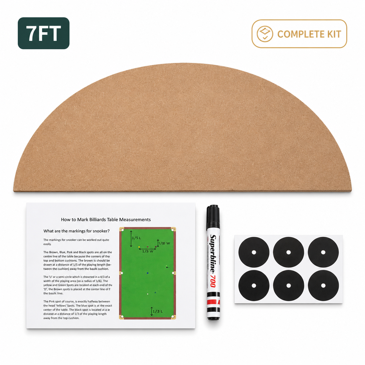 Pool Table Marking Kit for 7FT & 8FT Billiard and Snooker Tables
