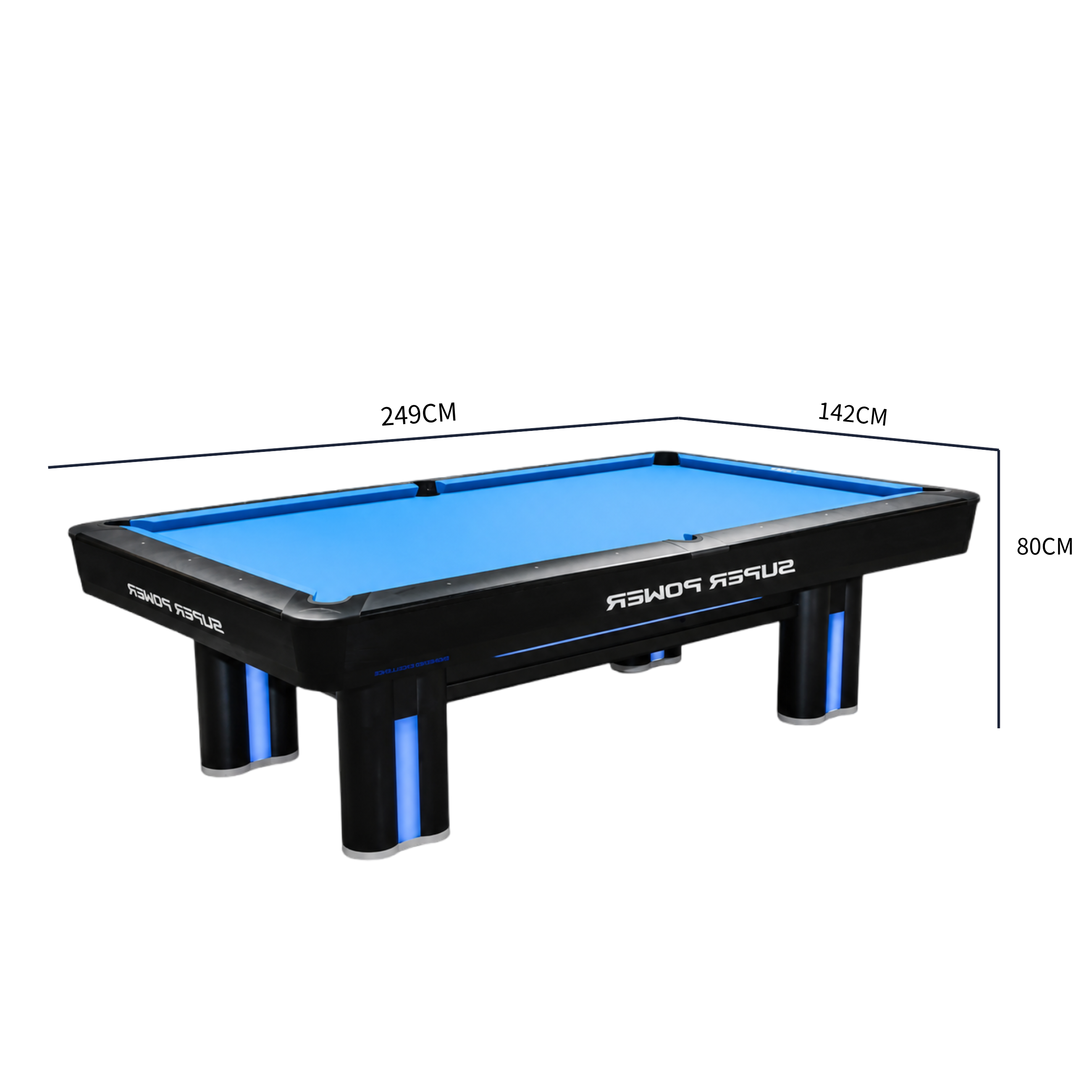 Elite 8FT Slate Pool Table – Premium Black LED Billiard Table with Modern Tournament Design