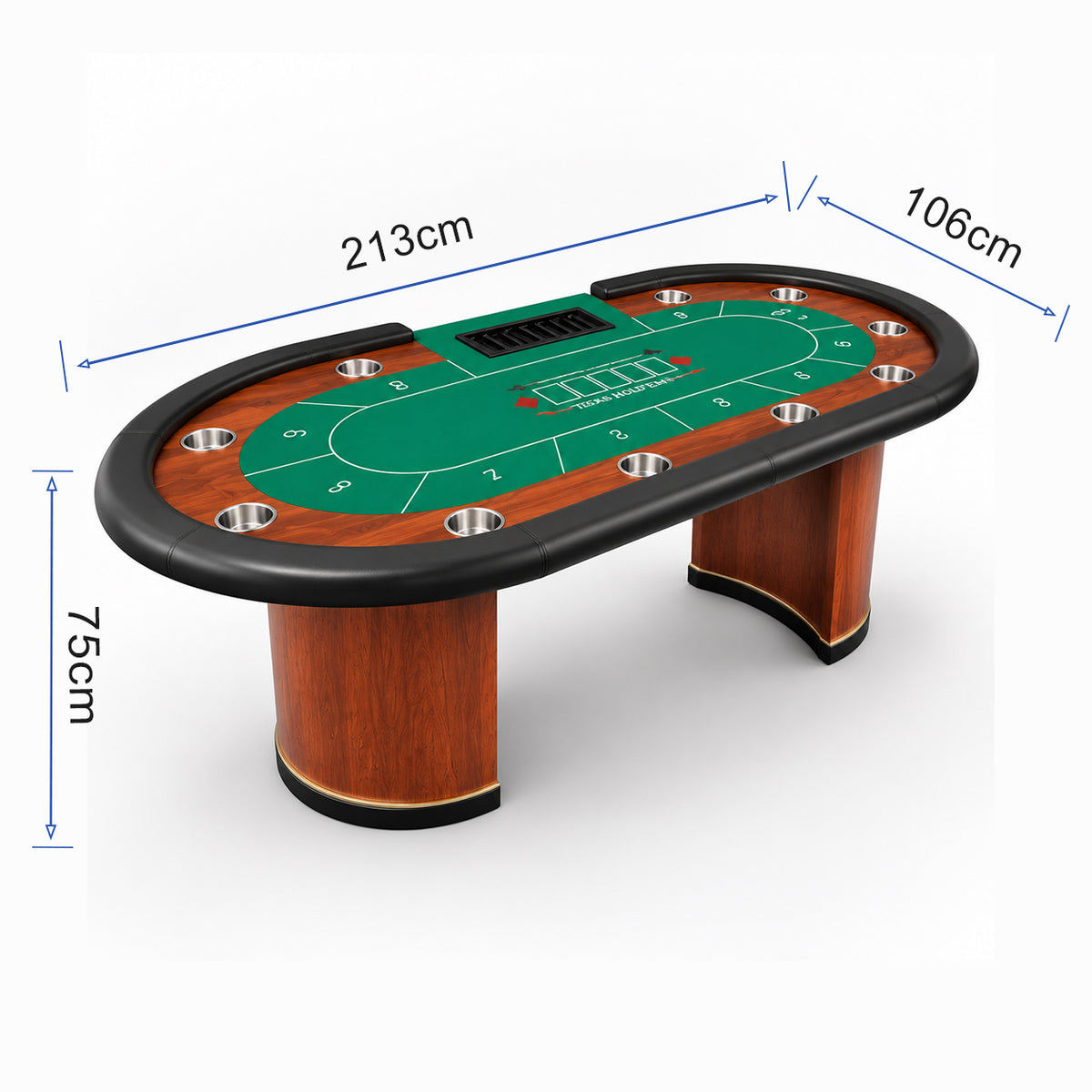 Kooka Living Premium Blackjack Texas Poker Table – Solid Wood Frame, 10-Player