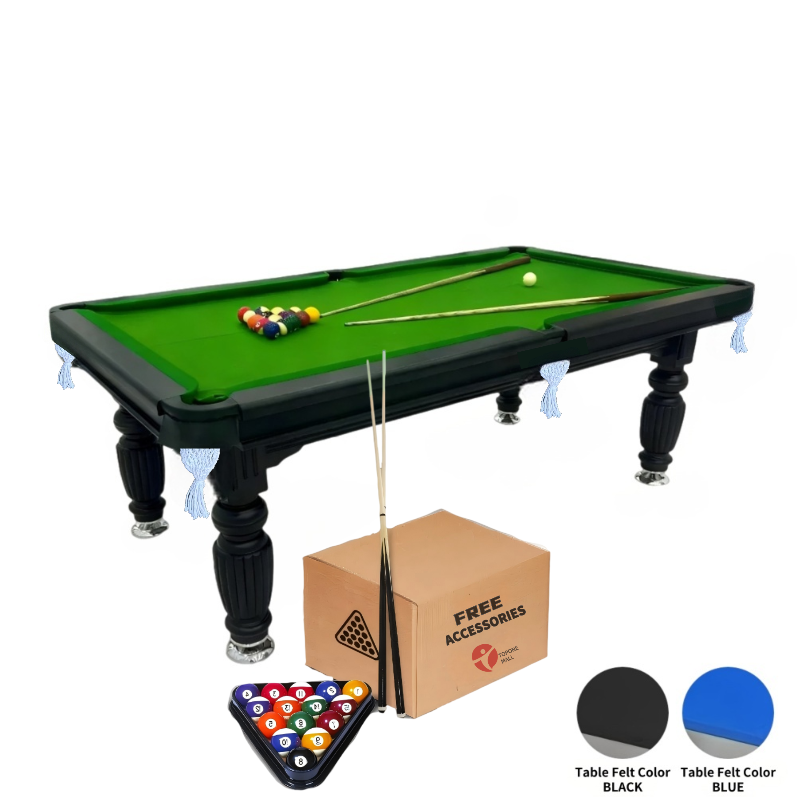 8FT New Slate Billiard Table / Pool Table – Black Frame- Black Billiards net port