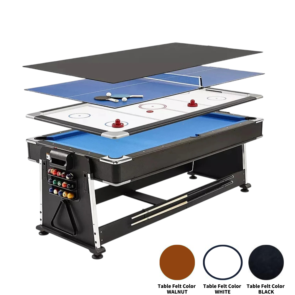 7FT 4-IN-1 Multi-Functional  Convertible Table / Pool Table – BLACK/WALNUT/WHITE